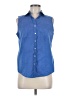 Talbots 100% Cotton Blue Sleeveless Button-Down Shirt Size 8 - photo 1