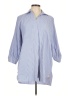 Zara Stripes Blue 3/4 Sleeve Button-Down Shirt Size L - photo 1