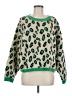 Fate Animal Print Green Pullover Sweater Size M - photo 1