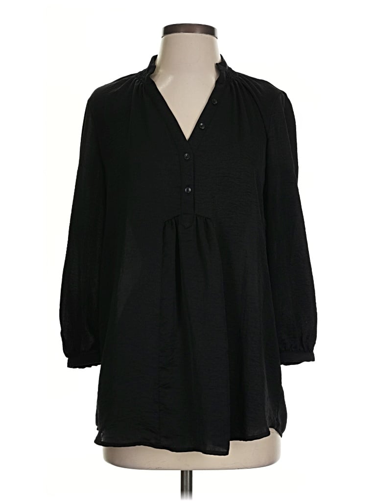 Pre-owned Mossimo Long Sleeve Polo Shirt In Black
