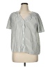 Lucky & Coco 100% Polyester Stripes Silver Short Sleeve Blouse Size XL - photo 1