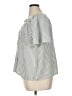 Lucky & Coco 100% Polyester Stripes Silver Short Sleeve Blouse Size XL - photo 5