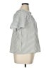 Lucky & Coco 100% Polyester Stripes Silver Short Sleeve Blouse Size XL - photo 4