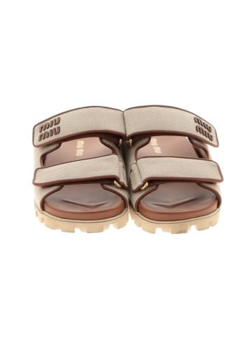 Miu Miu Canvas Logo Slide Sandals (view 2)
