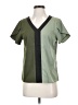 Shein 100% Polyester Color Block Green Short Sleeve Blouse Size 4 - photo 1
