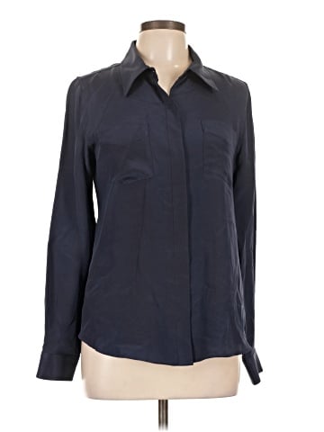 Theory Long Sleeve Silk Top (view 1)