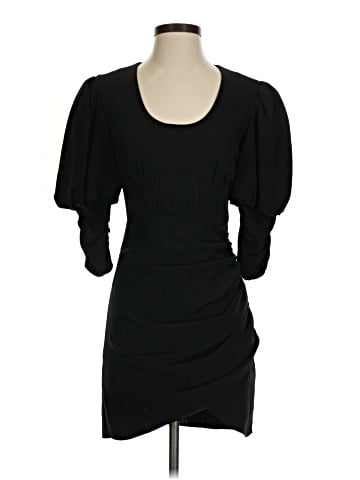 Self-Portrait Stretch Crepe Puff Sleeve Midi Dress  (view 1)