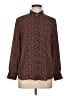 Ann Taylor LOFT 100% Polyester Animal Print Brown Long Sleeve Blouse Size L (petite) - photo 1