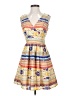 Maison Jules 100% Polyester Print Yellow Casual Dress Size S - photo 1