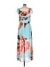 Bisou Bisou 100% Polyester Tropical Blue Casual Dress Size 10 - photo 2