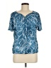 Chico's 100% Cotton Floral Blue Short Sleeve Henley Size Med (1) - photo 1