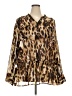 Fashion Bug 100% Polyester Animal Print Brown Long Sleeve Blouse Size 4X - photo 1