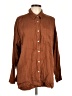 Purejill Solid Brown Long Sleeve Button-Down Shirt Size L - photo 1
