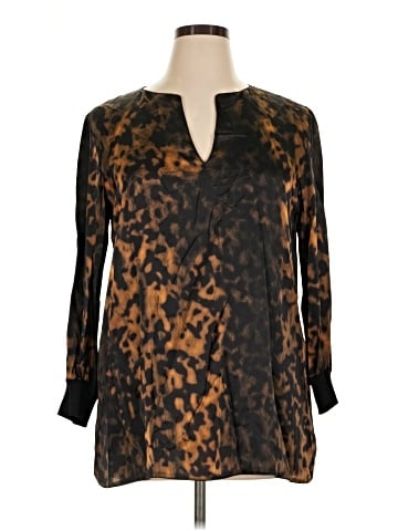 Lafayette 148 New York Long Sleeve Silk Top (view 1)
