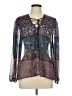 Everly 100% Polyester Blue Long Sleeve Blouse Size L - photo 1