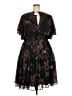 Torrid 100% Polyester Floral Black Casual Dress Size 3X Plus (3) - photo 2