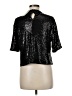 H&M Metallic Black 3/4 Sleeve Blouse Size M - photo 2