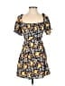 Bebop 100% Polyester Print Yellow Blue Casual Dress Size S - photo 1