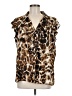 Calvin Klein Animal Print Brown Sleeveless Button-Down Shirt Size XL - photo 1