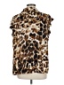Calvin Klein Animal Print Brown Sleeveless Button-Down Shirt Size XL - photo 2
