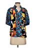 VOY 100% Polyester Color Block Blue Short Sleeve Blouse Size S - photo 1