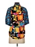 VOY 100% Polyester Color Block Blue Short Sleeve Blouse Size S - photo 2
