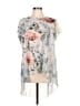 Chico's 100% Polyester Floral Gray Short Sleeve Blouse Size L - photo 1