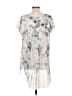 Chico's 100% Polyester Floral Gray Short Sleeve Blouse Size L - photo 2