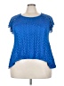 Beverly Drive 100% Polyester Blue Short Sleeve Top Size 3X - photo 1