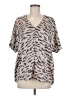 CAbi Animal Print Ivory Short Sleeve Blouse Size M - photo 1