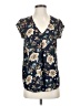 Halogen 100% Polyester Floral Blue Short Sleeve Blouse Size XS - photo 1