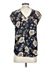 Halogen 100% Polyester Floral Blue Short Sleeve Blouse Size XS - photo 2