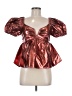 Buddy Love Metallic Orange Short Sleeve Blouse Size M - photo 1