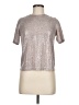 Monteau 100% Polyester Metallic Silver Short Sleeve Top Size M - photo 1