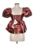 Buddy Love Metallic Orange Short Sleeve Blouse Size M - photo 2