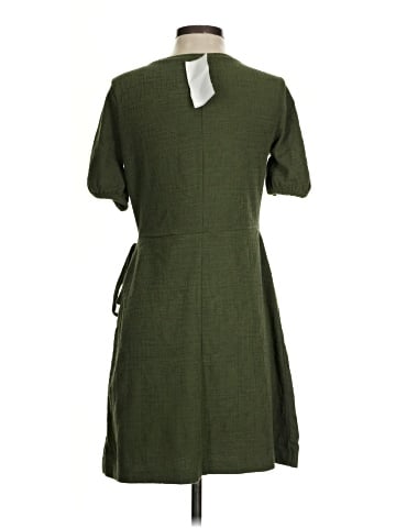 Madewell Crosshatch Puff-Sleeve Faux-Wrap Mini Dress (view 2)