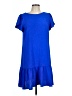 DKNY 100% Polyester Solid Blue Casual Dress Size 10 - photo 1