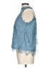 Paper Tee 100% Nylon Blue Sleeveless Blouse Size L - photo 5