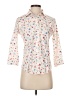 L.L.Bean 100% Cotton Floral Ivory 3/4 Sleeve Button-Down Shirt Size XXS - photo 1