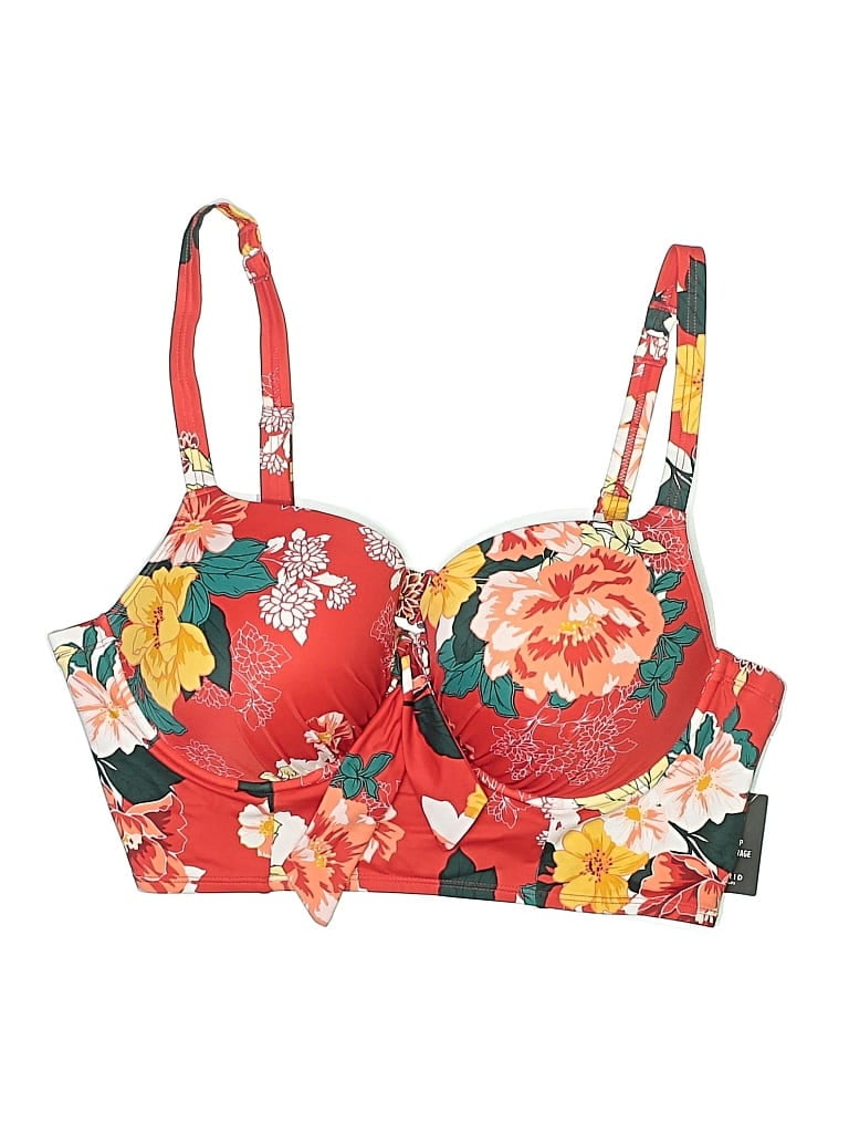 Torrid Swimsuit Top Red Floral Pattern Swimwear