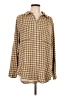 Pilcro Plaid Brown Long Sleeve Button-Down Shirt Size L - photo 1