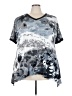 Cj Banks Graphic Silver Short Sleeve Blouse Size 3X - photo 1