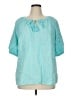 Talbots 100% Linen Teal 3/4 Sleeve Blouse Size 1X - photo 1