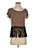 Tea n Rose Brown Short Sleeve Top Size S - photo 1
