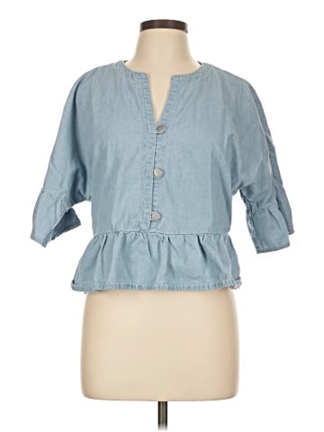 Unbranded 3/4 Sleeve Button-Down Shirt (view 1)