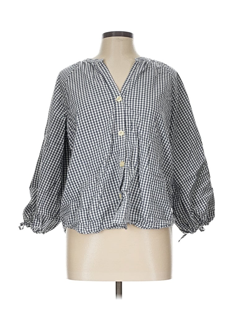 Pre-owned Free Assembly 3/4 Sleeve Button Down Shirt In Gray