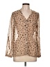 Olive and Oak 100% Polyester Animal Print Tan Long Sleeve Blouse Size L - photo 1