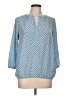 Dana Buchman 100% Polyester Blue Long Sleeve Henley Size L - photo 1
