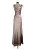 Dalia Macphee 100% Polyester Metallic Silver Cocktail Dress Size 4 - photo 2