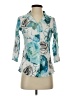 David Cline Floral Teal 3/4 Sleeve Blouse Size S - photo 1